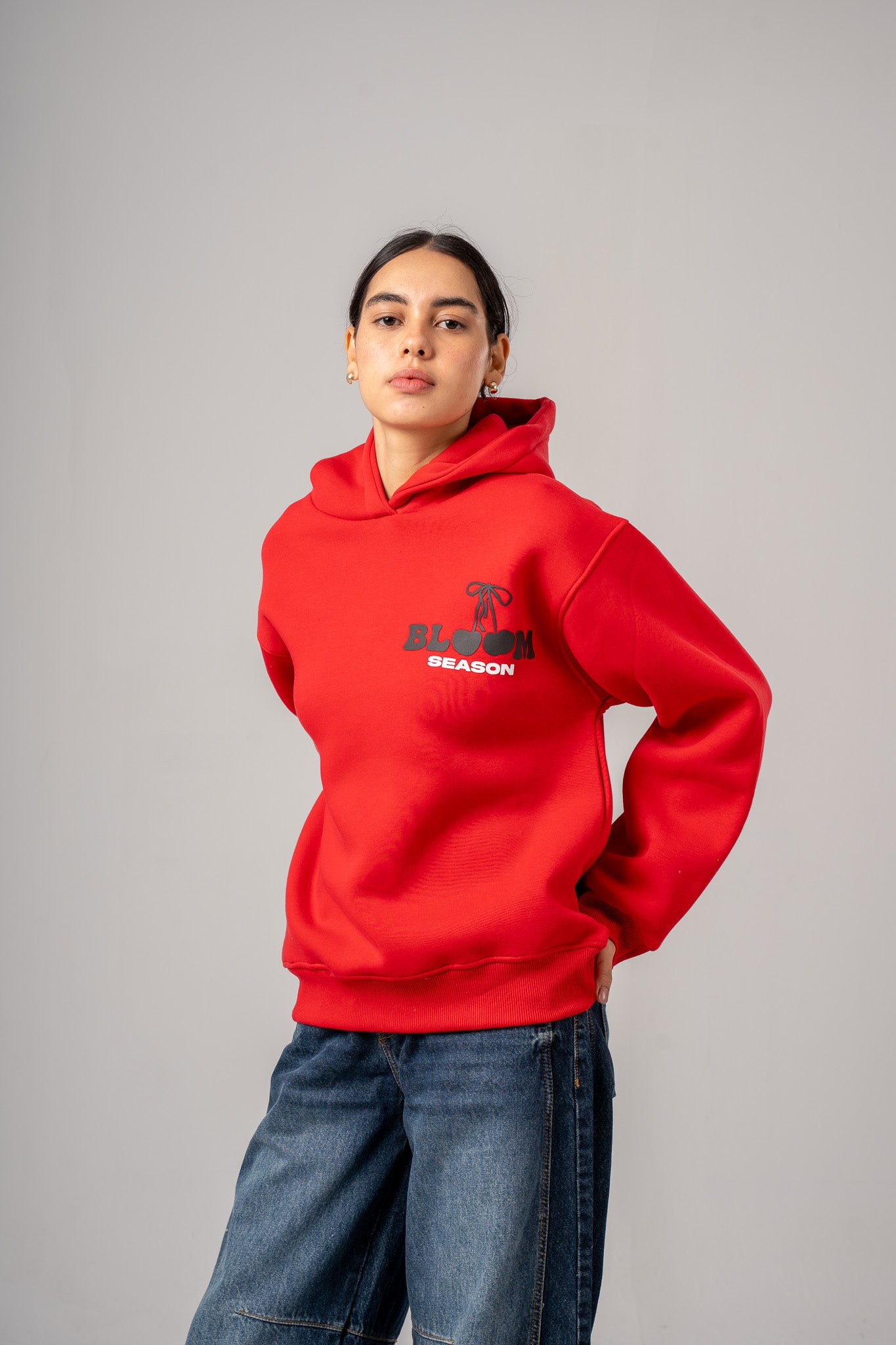 Red Bloom Oversized Hoodie